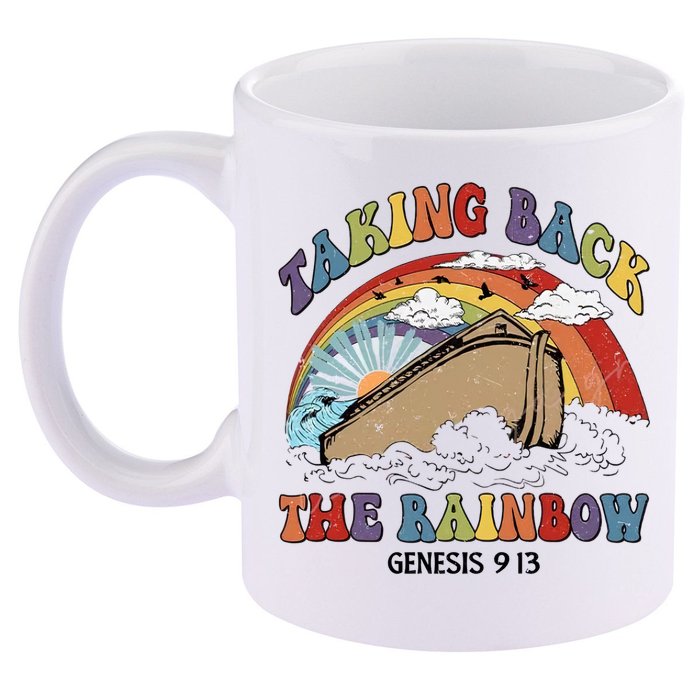 Taking Back The Rainbow Christian Jesus Rainbow Ship 11oz C Handle Ceramic Mug
