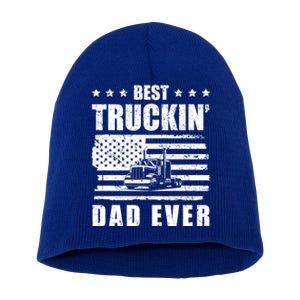 Trucker Best Truckin Dad Ever Driver Gift Short Acrylic Beanie