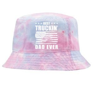 Trucker Best Truckin Dad Ever Driver Gift Tie-Dyed Bucket Hat