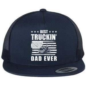 Trucker Best Truckin Dad Ever Driver Gift Flat Bill Trucker Hat