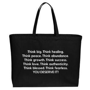 Think Big Think Healing Think Peace Think Abundance Think Growth Cotton Canvas Jumbo Tote