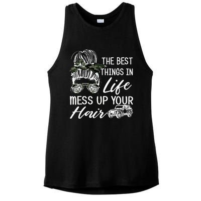 The Best Things In Life Mess Up Your Hair Ladies PosiCharge Tri-Blend Wicking Tank