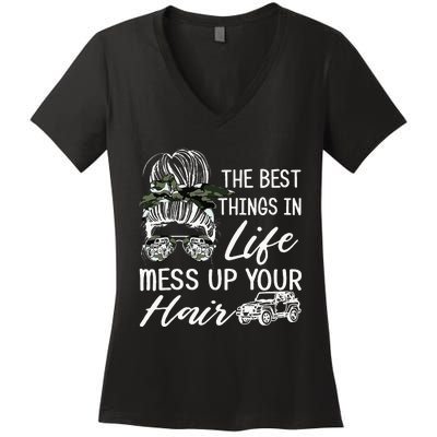 The Best Things In Life Mess Up Your Hair Women's V-Neck T-Shirt