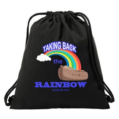 Taking Back The Rainbow Christian Jesus Rainbow Ship Drawstring Bag