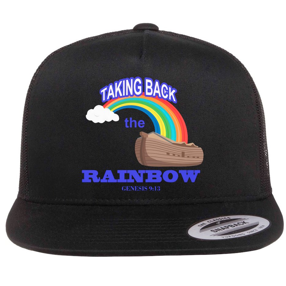 Taking Back The Rainbow Christian Jesus Rainbow Ship Flat Bill Trucker Hat