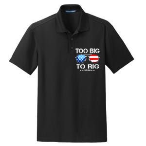 Too Big To Rig 2024 American Flag Too Big To Rig Trump 2024 Dry Zone Grid Polo