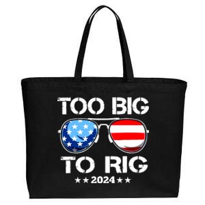 Too Big To Rig 2024 American Flag Too Big To Rig Trump 2024 Cotton Canvas Jumbo Tote