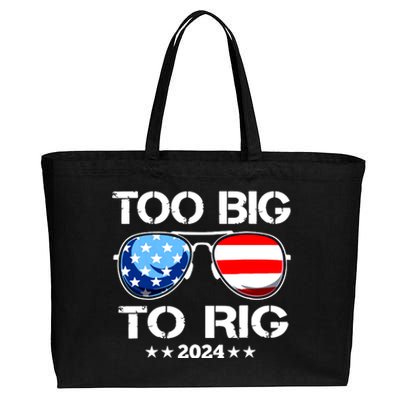 Too Big To Rig 2024 American Flag Too Big To Rig Trump 2024 Cotton Canvas Jumbo Tote