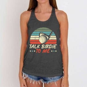 Talk Birdie To Me Funny Golf Player Pun Golfer Women's Knotted Racerback Tank