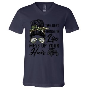 The Best Things In Life Mess Up Your Hair UTV SXS Funny V-Neck T-Shirt