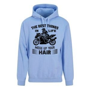 The Best Things In Life Mess Up Your Hair Motorcycle Wos Unisex Surf Hoodie