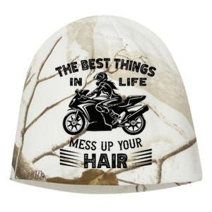 The Best Things In Life Mess Up Your Hair Motorcycle Wos Kati - Camo Knit Beanie