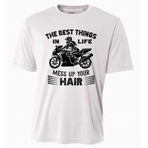 The Best Things In Life Mess Up Your Hair Motorcycle Wos Cooling Performance Crew T-Shirt