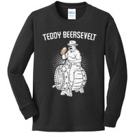 Teddy Beersevelt Theodore Roosevelt Beer 4th Of July Party Kids Long Sleeve Shirt