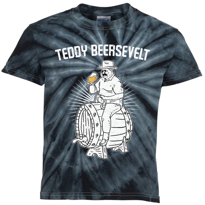 Teddy Beersevelt Theodore Roosevelt Beer 4th Of July Party Kids Tie-Dye T-Shirt