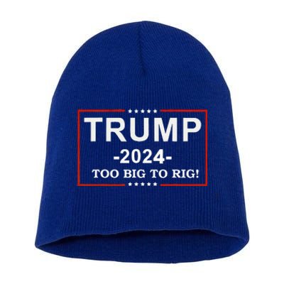 Too Big To Rig Saying Trump 2024 Short Acrylic Beanie