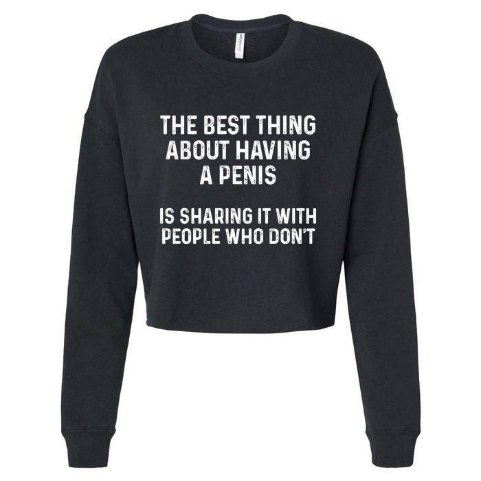 The Best Thing About Having A Penis Funny Sarcasm Sayings Cropped Pullover Crew