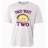 Taco Bout Two 2nd Birthday 2 Year Funny Tacos Cooling Performance Crew T-Shirt