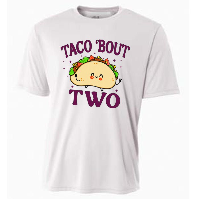 Taco Bout Two 2nd Birthday 2 Year Funny Tacos Cooling Performance Crew T-Shirt