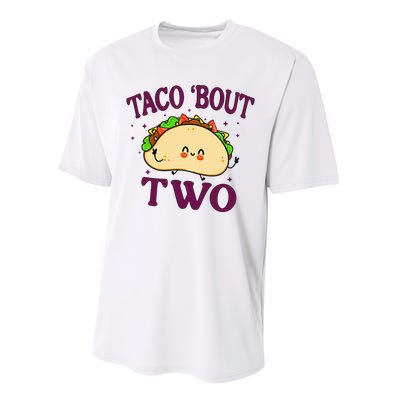 Taco Bout Two 2nd Birthday 2 Year Funny Tacos Performance Sprint T-Shirt