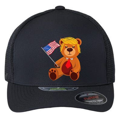 Trumpy Bear Trump 24 Elect President Trump 2024 Flexfit Unipanel Trucker Cap