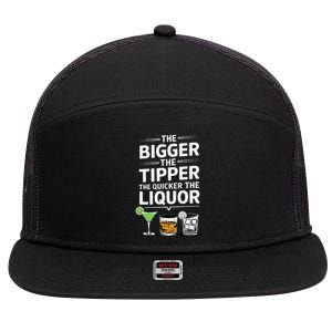 The Bigger The Tipper The Quicker The Liquor Bartender Mixer 7 Panel Mesh Trucker Snapback Hat