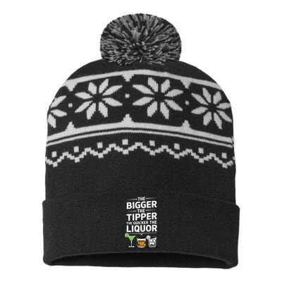 The Bigger The Tipper The Quicker The Liquor Bartender Mixer USA-Made Snowflake Beanie