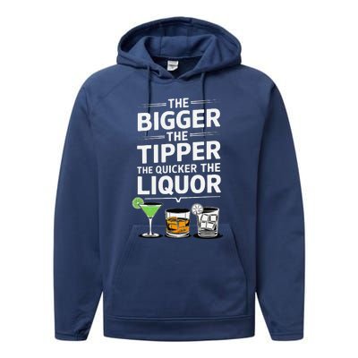 The Bigger The Tipper The Quicker The Liquor Bartender Mixer Performance Fleece Hoodie