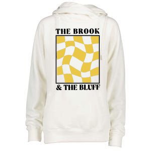 The Brook & The Bluff Wavy Yellow Checkered Womens Funnel Neck Pullover Hood