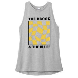 The Brook & The Bluff Wavy Yellow Checkered Ladies PosiCharge Tri-Blend Wicking Tank