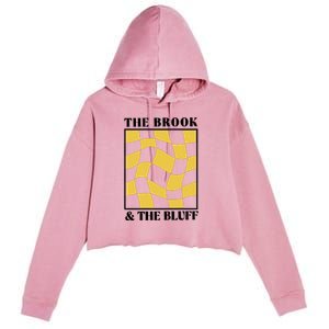 The Brook & The Bluff Wavy Yellow Checkered Crop Fleece Hoodie