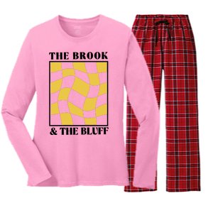 The Brook & The Bluff Wavy Yellow Checkered Women's Long Sleeve Flannel Pajama Set 