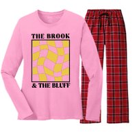 The Brook & The Bluff Wavy Yellow Checkered Women's Long Sleeve Flannel Pajama Set 