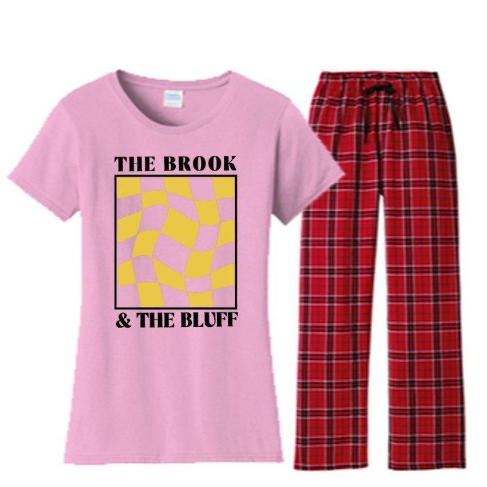 The Brook & The Bluff Wavy Yellow Checkered Women's Flannel Pajama Set