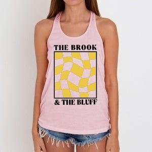 The Brook & The Bluff Wavy Yellow Checkered Women's Knotted Racerback Tank