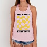 The Brook & The Bluff Wavy Yellow Checkered Women's Knotted Racerback Tank