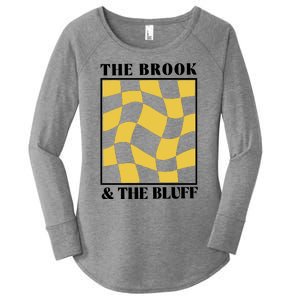 The Brook & The Bluff Wavy Yellow Checkered Women's Perfect Tri Tunic Long Sleeve Shirt