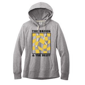 The Brook & The Bluff Wavy Yellow Checkered Women's Fleece Hoodie