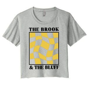 The Brook & The Bluff Wavy Yellow Checkered Women's Crop Top Tee