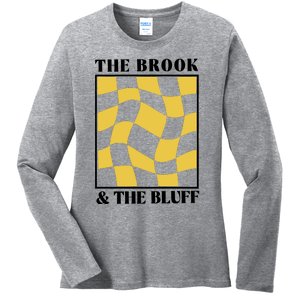 The Brook & The Bluff Wavy Yellow Checkered Ladies Long Sleeve Shirt