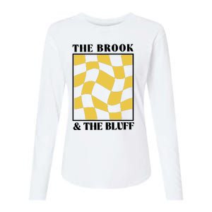 The Brook & The Bluff Wavy Yellow Checkered Womens Cotton Relaxed Long Sleeve T-Shirt