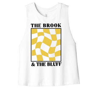 The Brook & The Bluff Wavy Yellow Checkered Women's Racerback Cropped Tank