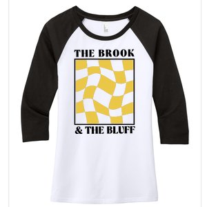 The Brook & The Bluff Wavy Yellow Checkered Women's Tri-Blend 3/4-Sleeve Raglan Shirt