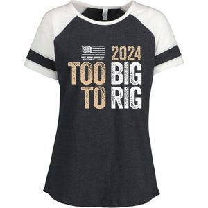 Too Big To Rig 2024 Elections Trump Saying Trump 2024 Enza Ladies Jersey Colorblock Tee