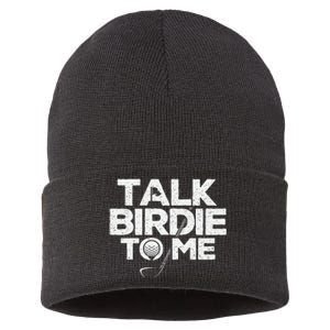 Talk Birdie To Me Golfer Golf Lover Golfing Putter Ball Sustainable Knit Beanie