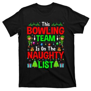 This Bowling Team On Naughty List Cute Christmas Elf Gifts T-Shirt