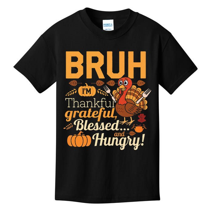 Thanksgiving Bruh Thankful Blessed Gift Kids T-Shirt