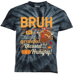 Thanksgiving Bruh Thankful Blessed Gift Kids Tie-Dye T-Shirt