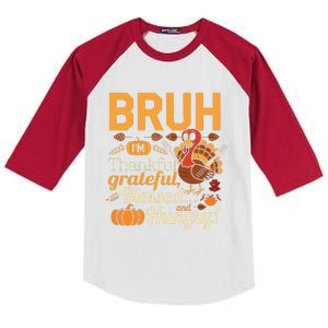 Thanksgiving Bruh Thankful Blessed Gift Kids Colorblock Raglan Jersey