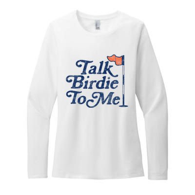 Talk Birdie To Me Funny Golfer Dad Fathers Day Golf Graphic Womens CVC Long Sleeve Shirt